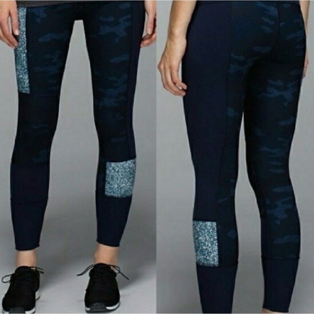 Lululemon Sashiko Inkwell Blue Camo Wunder Under Leggings - Size 4